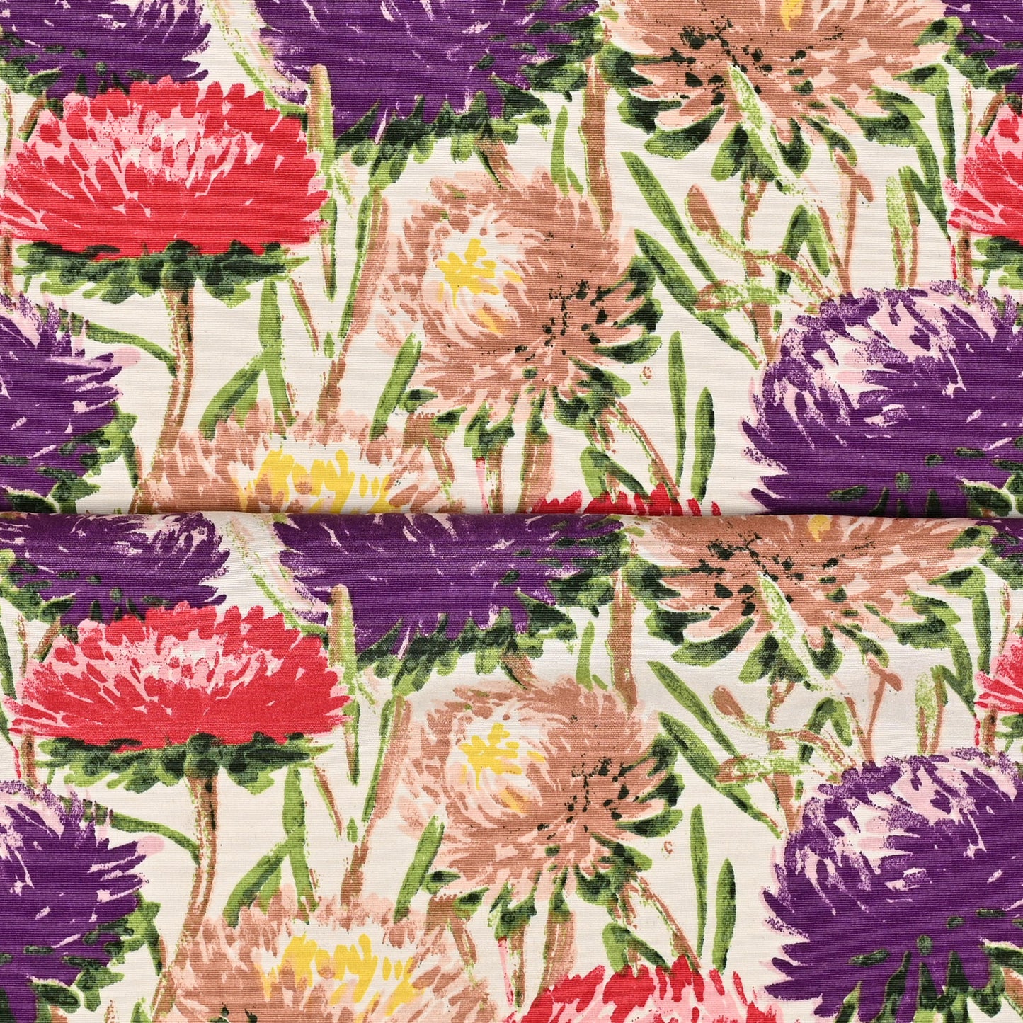 Printed Poly Cotton Crysanthium Purple 140cm