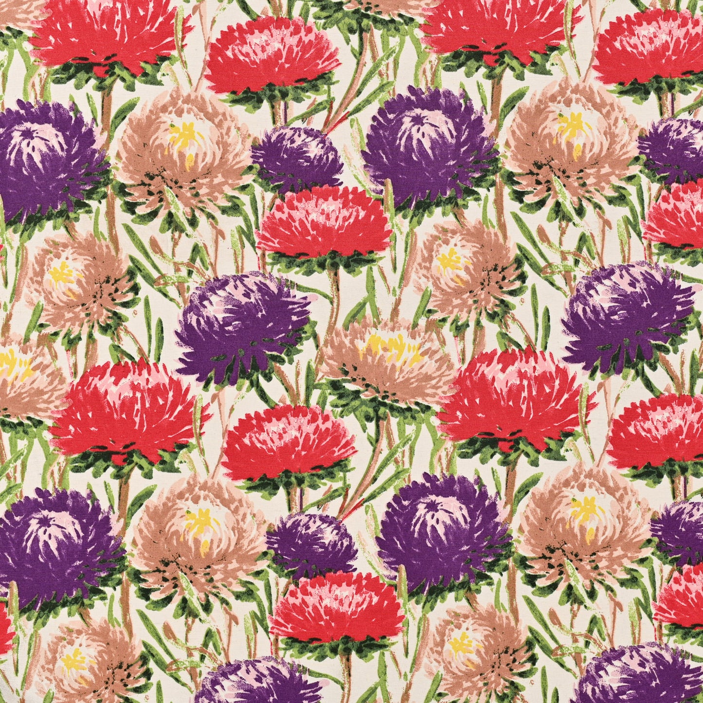 Printed Poly Cotton Crysanthium Purple 140cm