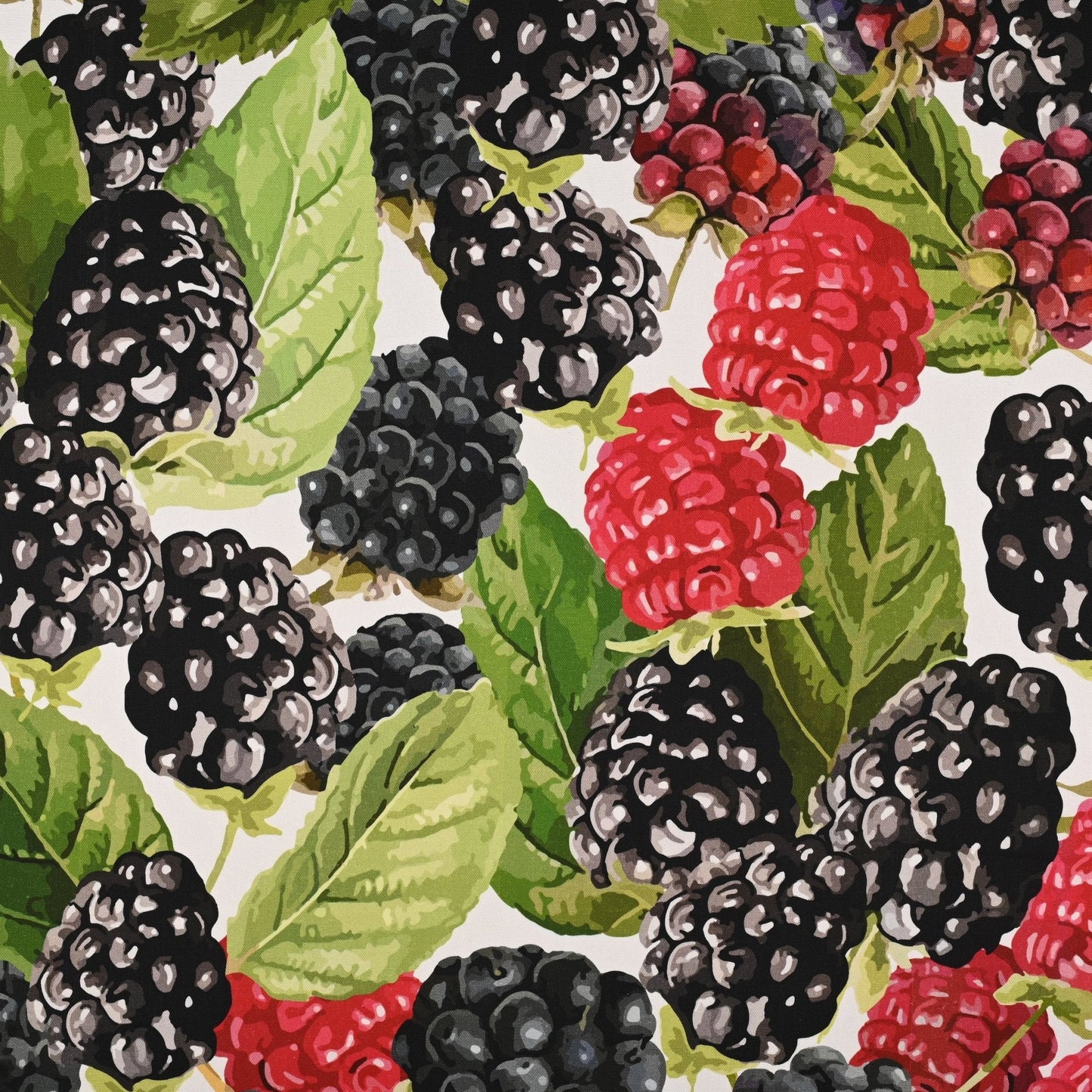 Printed Cotton Linens 140cm Berries white - Discontinued - Ragland Fabrics