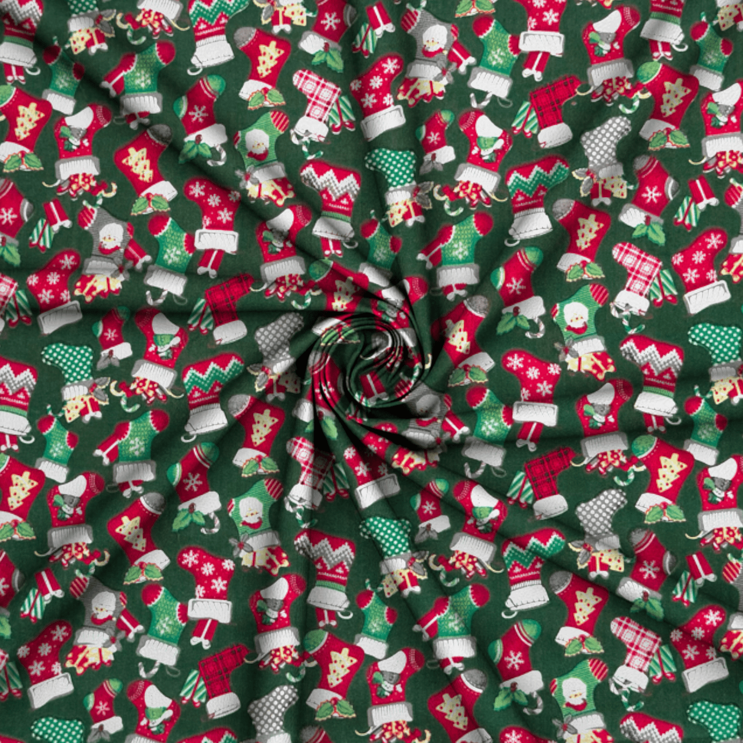 Printed Poly Cotton Stocking Green - Ragland Fabrics