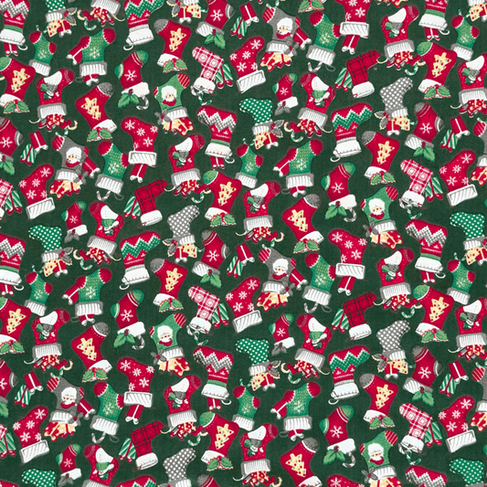 Printed Poly Cotton Stocking Green - Ragland Fabrics