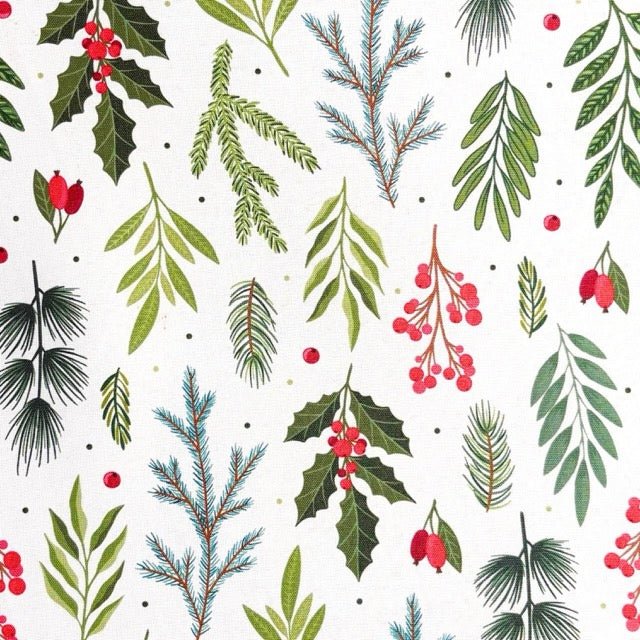 Christmas Printed Mini Matt Festive Fern - Ragland Fabrics