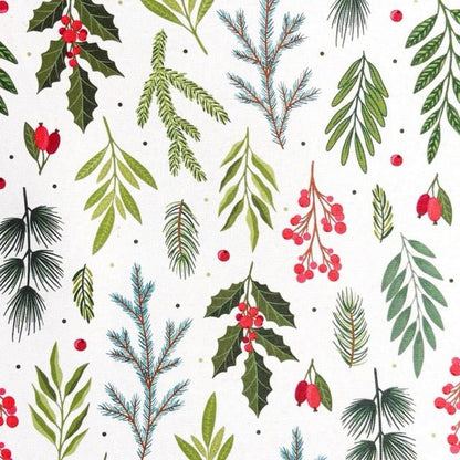 Christmas Printed Mini Matt Festive Fern - Ragland Fabrics