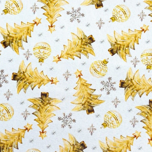 Christmas Printed Mini Matt Golden Celebration - Ragland Fabrics