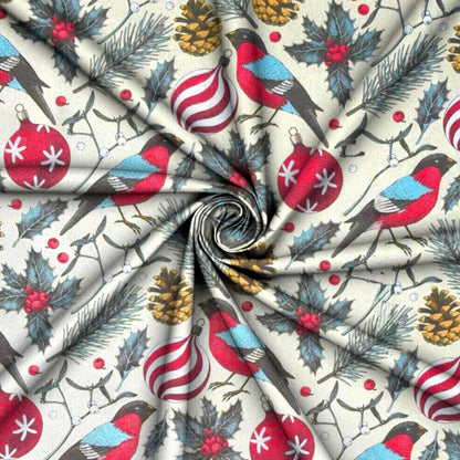 Christmas Printed Mini Matt Christmas Birdy - Ragland Fabrics