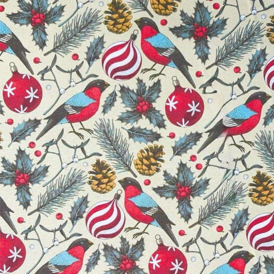 Christmas Printed Mini Matt Christmas Birdy - Ragland Fabrics