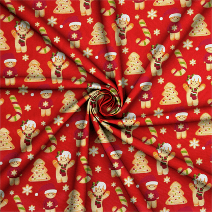 Printed Poly Cotton GingerBread Red 115cm - Ragland Fabrics
