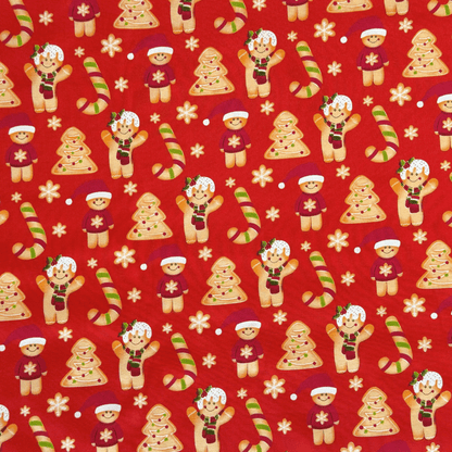 Printed Poly Cotton GingerBread Red 115cm - Ragland Fabrics