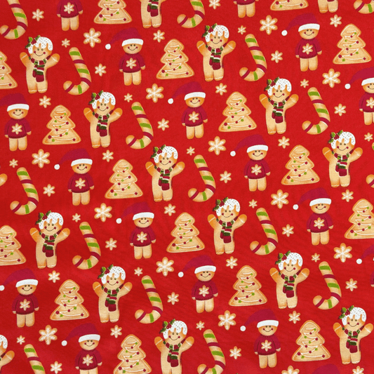 Printed Poly Cotton GingerBread Red 115cm - Ragland Fabrics