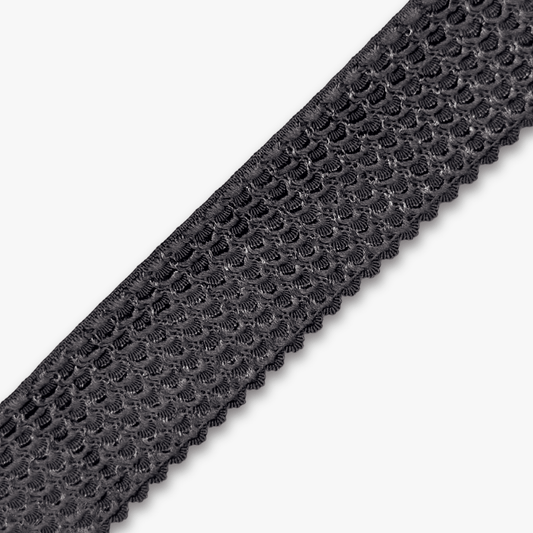 Crocodile Elastic 35mm Black - Ragland Fabrics