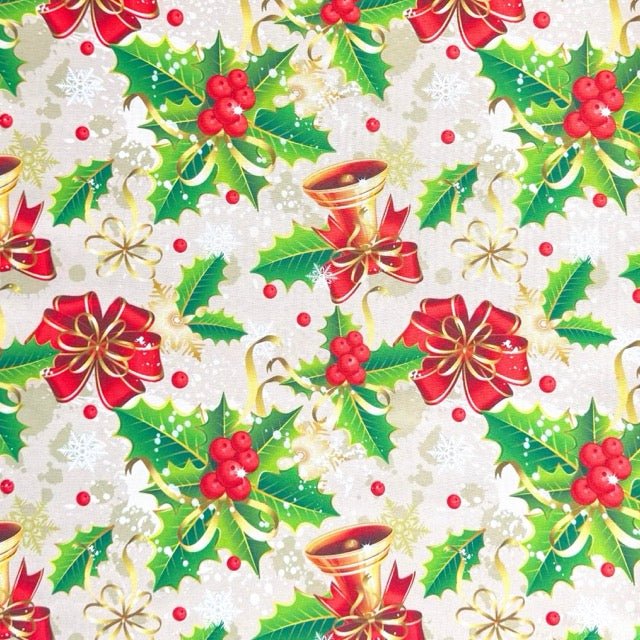 Christmas Printed Mini Matt Ribbon & Gold - Ragland Fabrics