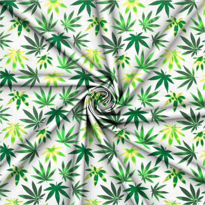 Printed Poly Cotton Ganja White 115cm - Ragland Fabrics