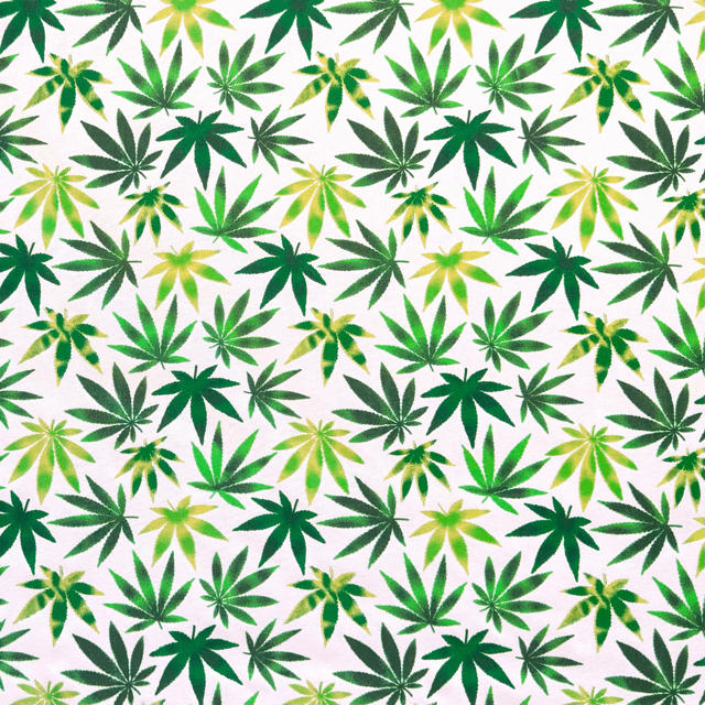 Printed Poly Cotton Ganja White 115cm - Ragland Fabrics