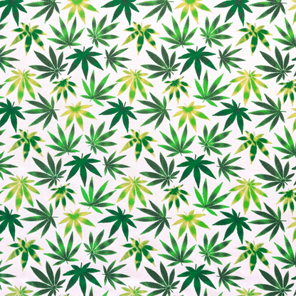 Printed Poly Cotton Ganja White 115cm - Ragland Fabrics