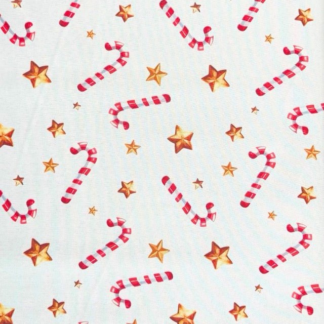 Christmas Printed Mini Matt Stars & Candy - Ragland Fabrics