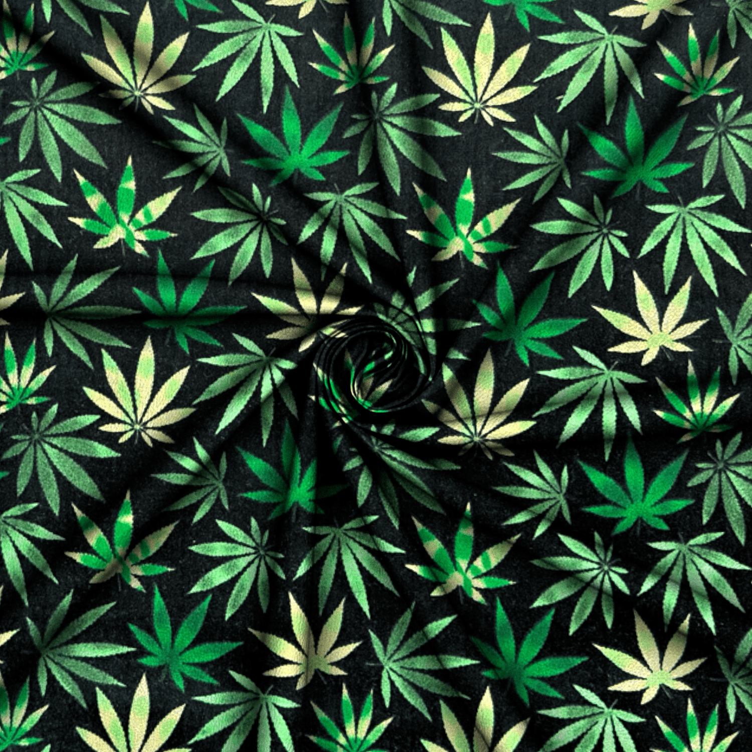 Printed Poly Cotton Ganja Black 115cm - Ragland Fabrics