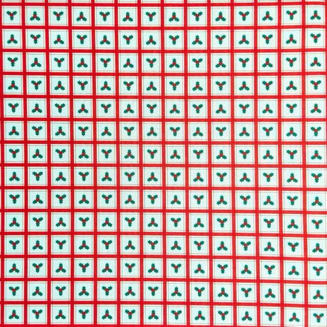 Christmas Printed Mini Matt Holly Check - Ragland Fabrics