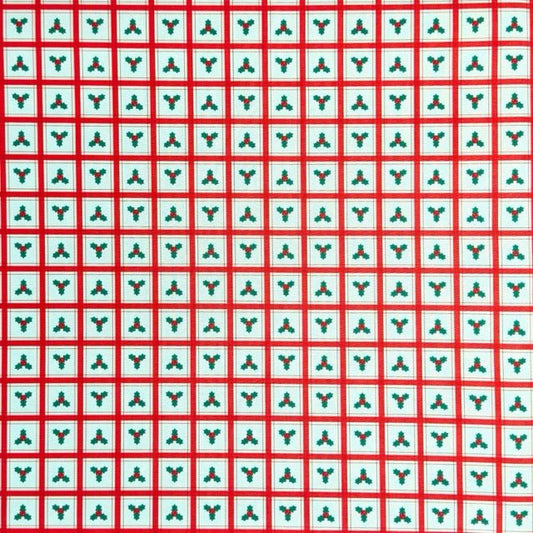 Christmas Printed Mini Matt Holly Check - Ragland Fabrics
