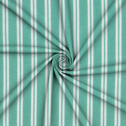 Cotton Lycra Printed Aqua Stripe - Ragland Fabrics