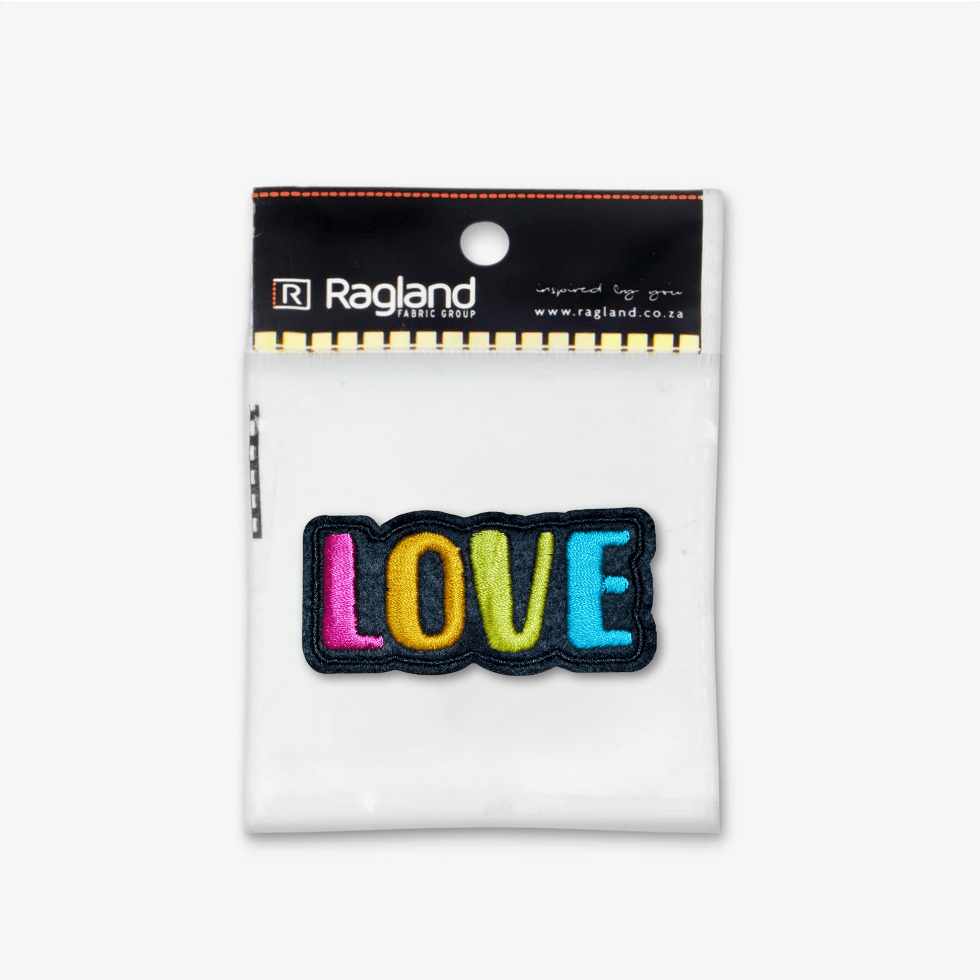 Motif Iron On Badge - LOVE BLACK - Ragland Fabrics