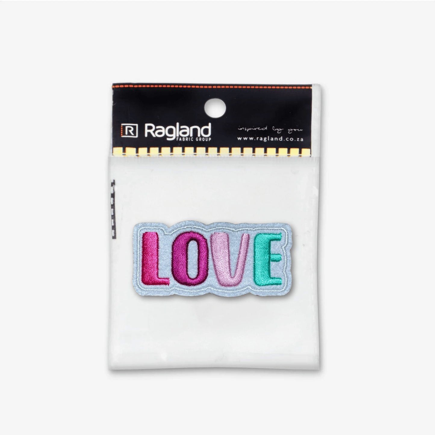 Motif Iron On Badge - LOVE WHITE - Ragland Fabrics