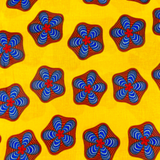 Cotton Wax Prints African Flower Yellow