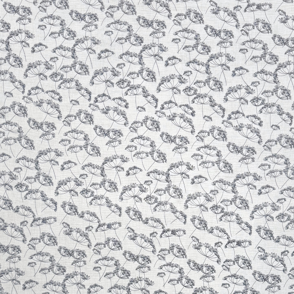 Printed Muslin Dandellion Grey 150cm