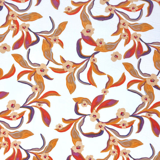Printed Rayon Summer Couture Orange Floral - Ragland Fabrics