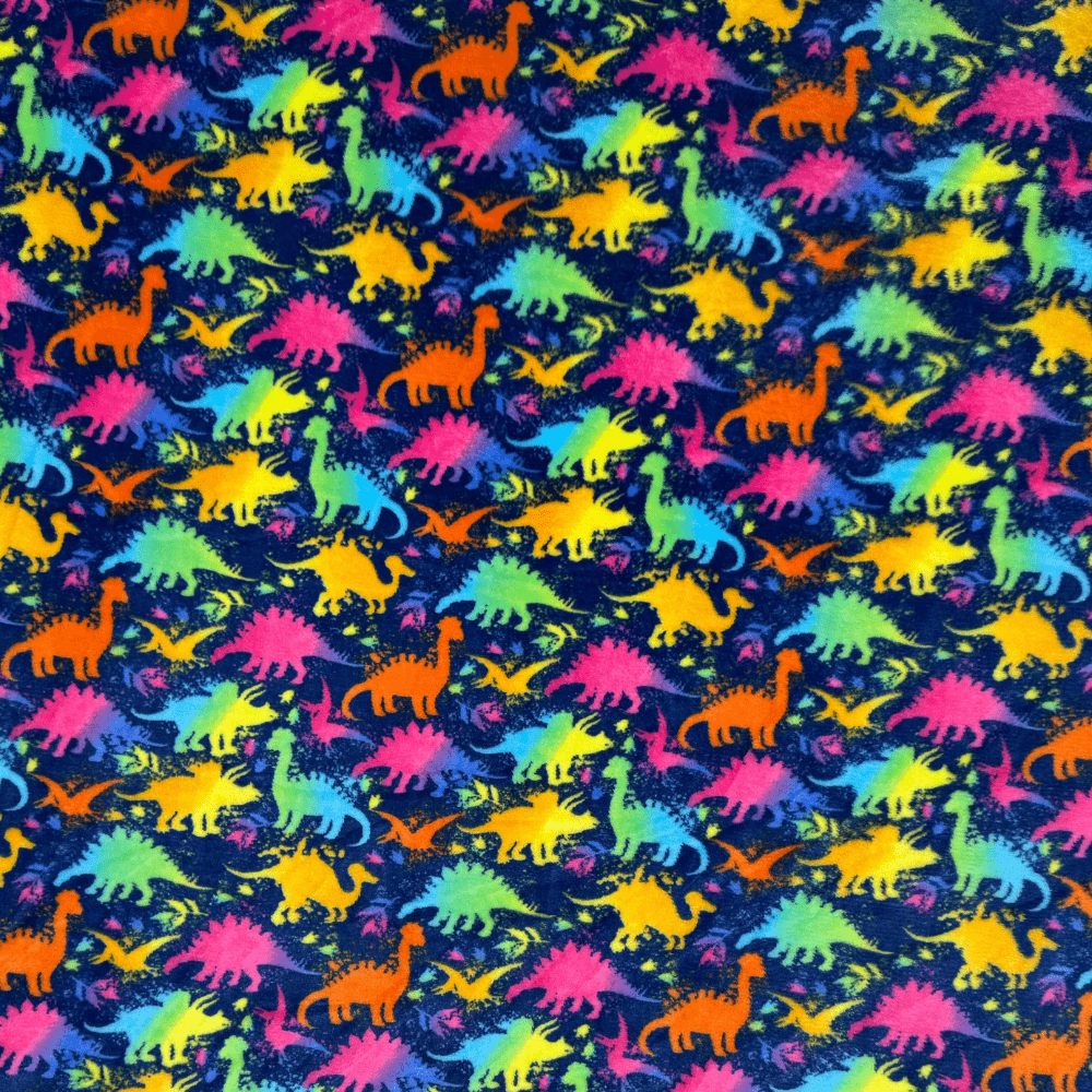 Printed Mongolian Fleece Lumo Dinosaur - Ragland Fabrics