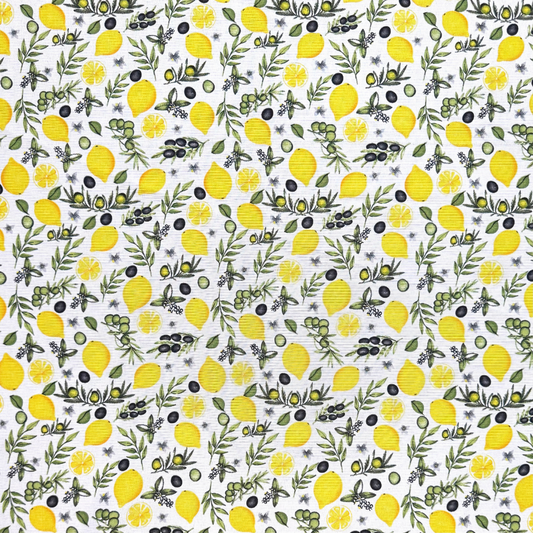 Printed Mini Matt Lemon & Olive White