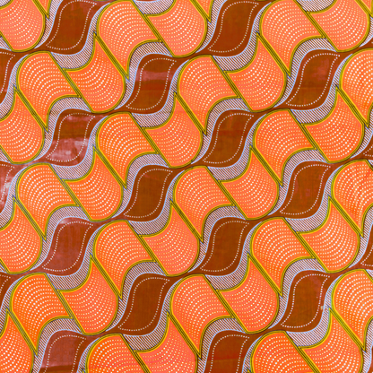 Cotton Wax Prints Diagonal Pools Orange