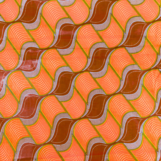 Cotton Wax Prints Diagonal Pools Orange