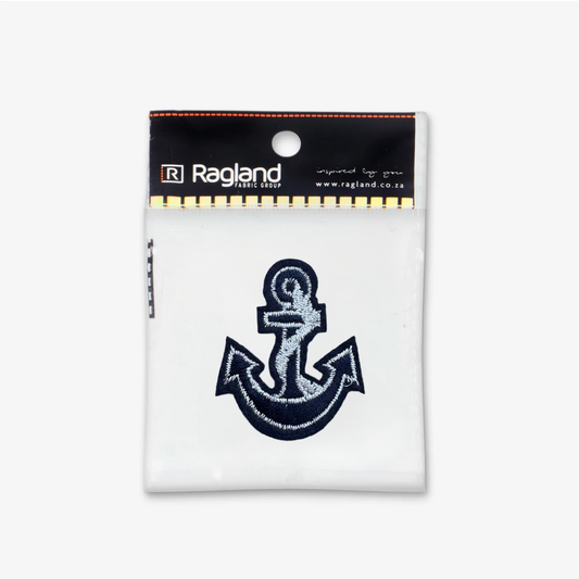 Motif Iron On Badge - ANCHOR SILVER