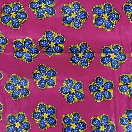 Cotton Wax Prints African Flower Cerise