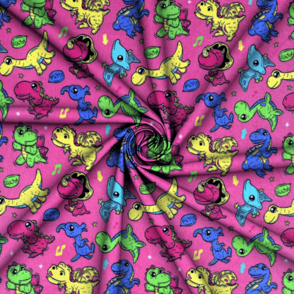 Printed Mongolian Fleece Baby Dino Pink - Ragland Fabrics