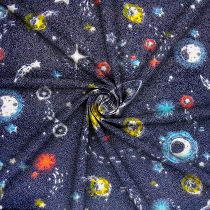 Printed Polar Fleece Stars Navy