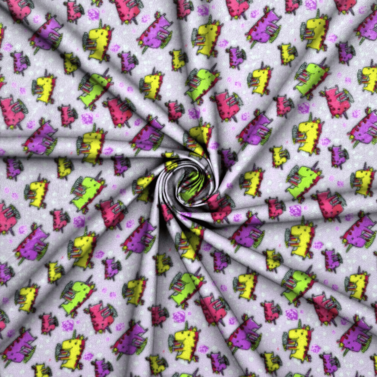 Printed Mongolian Fleece Unicorn Pink - Ragland Fabrics