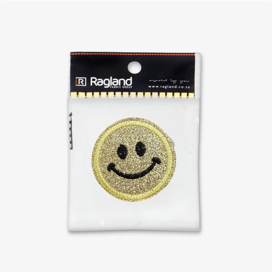 Motif Iron On Badge - SMILEY GOLD