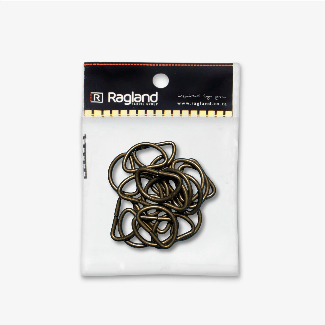 D - Ring Metal 25mm | Antique Brass - Ragland Fabrics