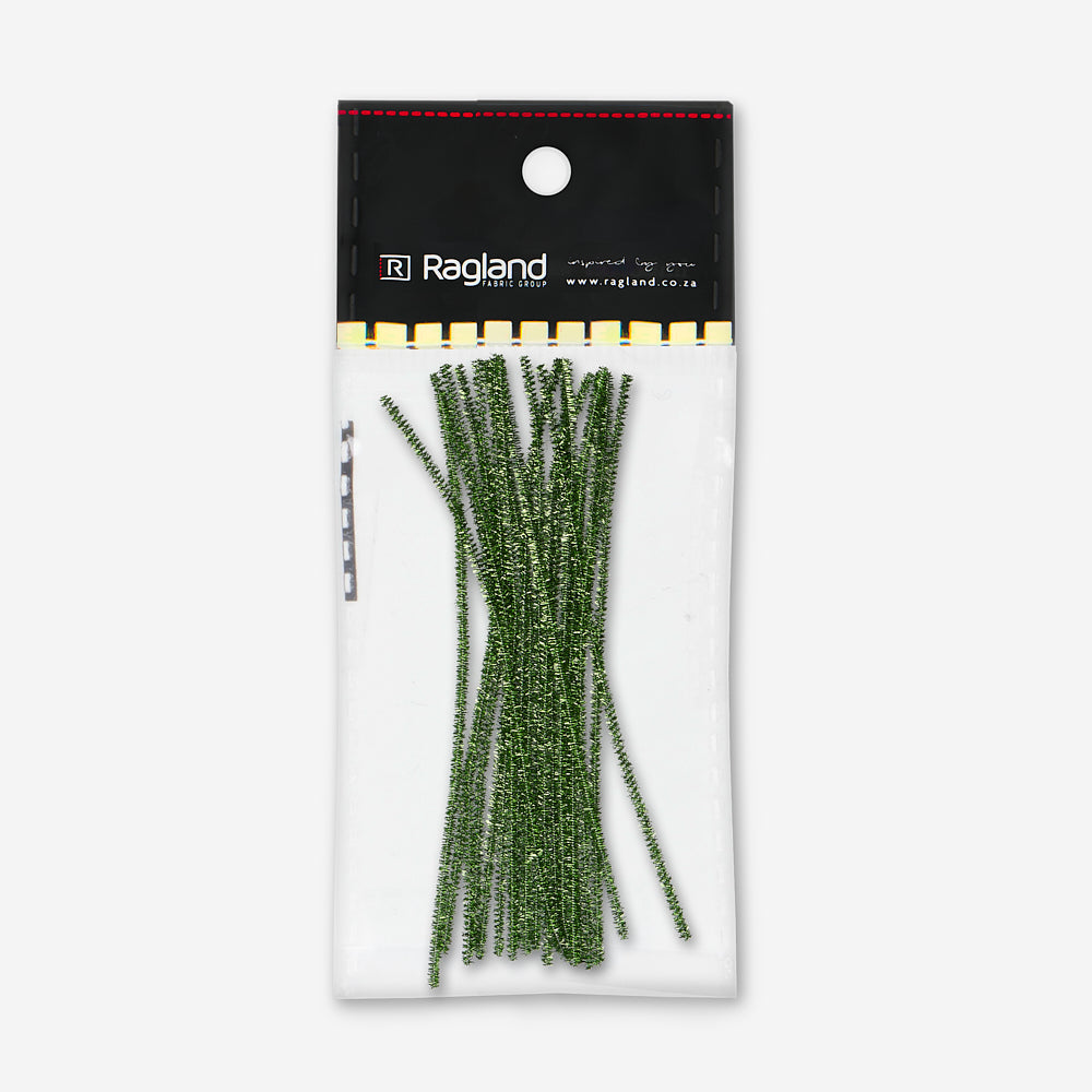 Chenille Stick Metallic (Pack of 20) - Green