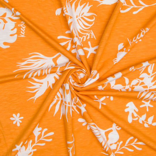 Cotton Knit Tropical Orange Printed