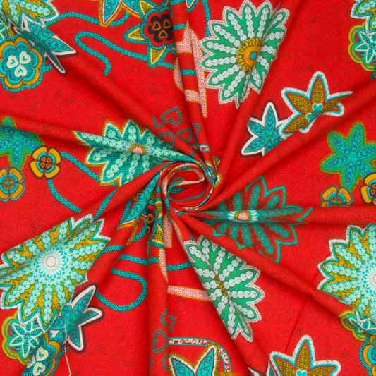 Printed 100% Cotton Apparel Fabric Red
