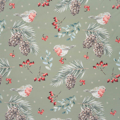 Eco Fabric Pine Cones Olive #2098