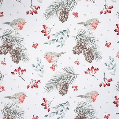 Eco Fabric Pine Cones White #2099