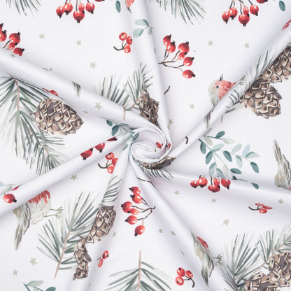 Eco Fabric Pine Cones White #2099