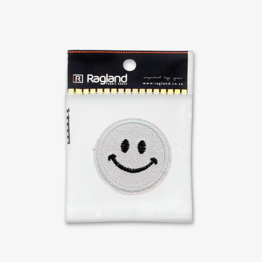 Motif Iron On Badge - SMILEY WHITE