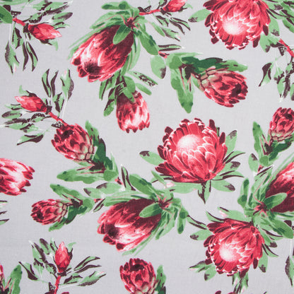 Cotton Canvas Printed Protea Grey