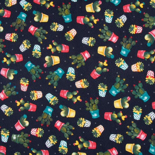 Printed Mini Matt Desert Plant Navy 150cm - Ragland Fabrics