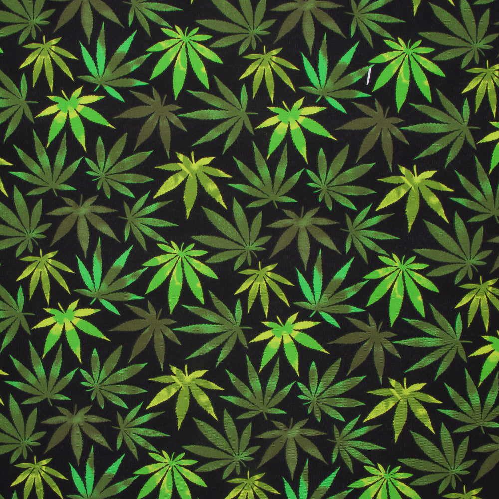 Printed Mini Matt Marijuana Leaf Black 150cm