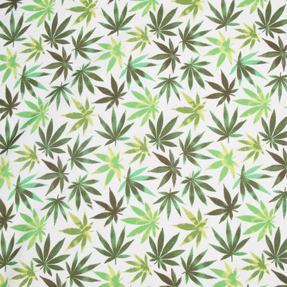 Printed Mini Matt Marijuana Leaf White 150cm